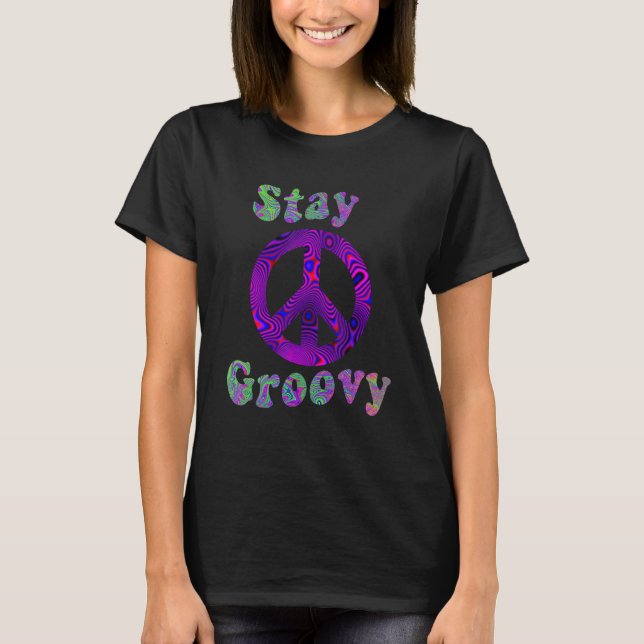 Hippie Peace Free Spirit Hippy Hipie Groovy Flower T Shirt (Framsida)