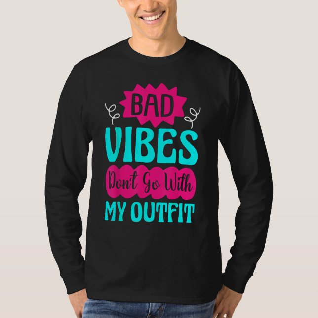 Hippie Peace Groovy Bad Vibes Don t Go With My Out T Shirt (Framsida)