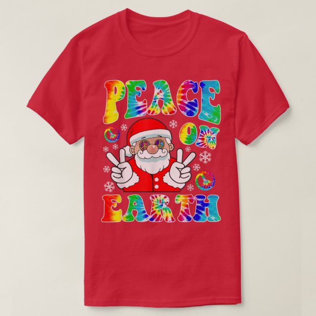 Hippie Peace on Earth Boho jul Jultomten P T Shirt (Design framsida)