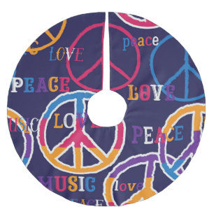 Hippie Peace: Vibrant Symbol Design Julgransmatta Borstad Polyester