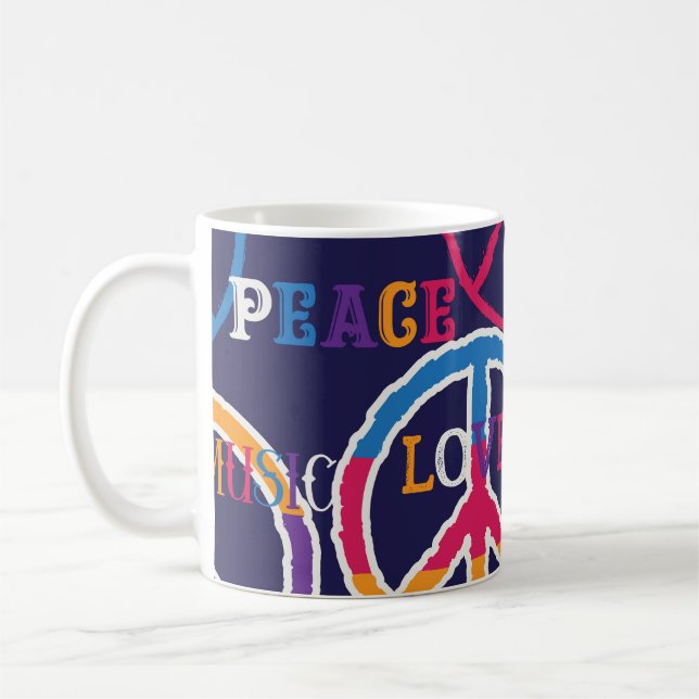 Hippie Peace: Vibrant Symbol Design Kaffemugg (Vänster)