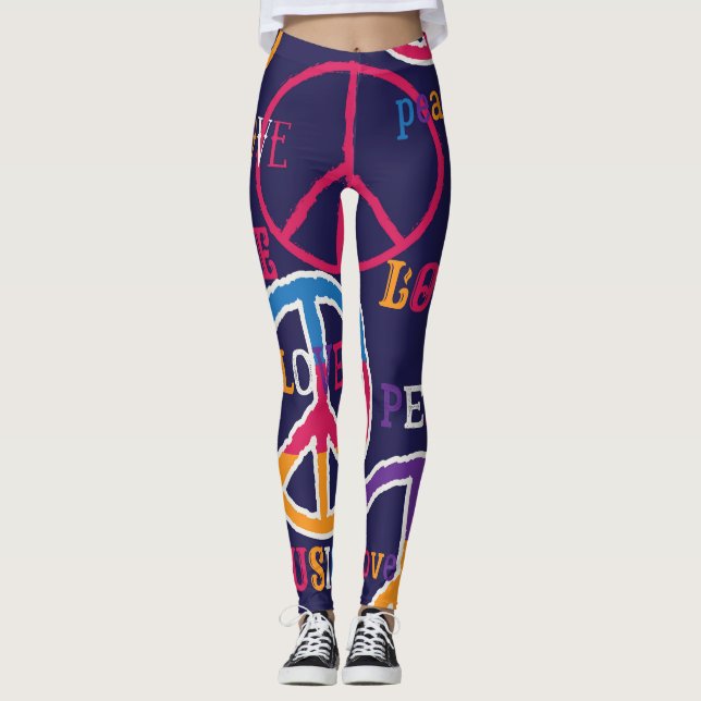 Hippie Peace: Vibrant Symbol Design Leggings (Framsida)