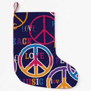 Hippie Peace: Vibrant Symbol Design Liten Julstrumpa