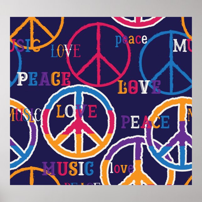 Hippie Peace: Vibrant Symbol Design Poster (Framsidan)