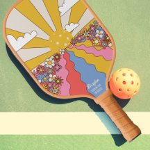 Hippie "Pickleball" Sunset, färgfull Retro-Anpassn