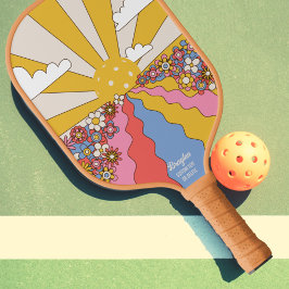 Hippie "Pickleball" Sunset, färgfull Retro-Anpassn