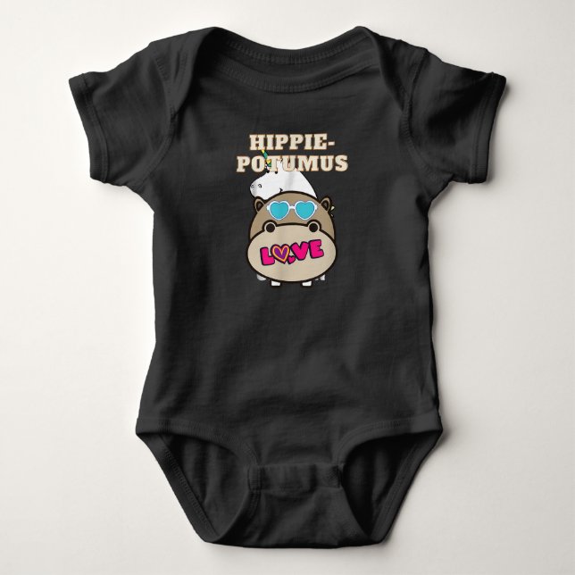 Hippie Potumus Baby Hippopotamus Älskare T Shirt (Framsida)