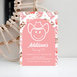 Hippie Preppy Cowgirl Birthday-inbjudan Inbjudningar