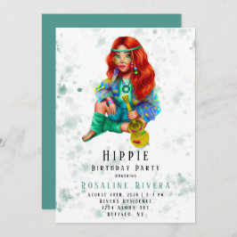 Hippie Pretton Girl Födelsedagsfest Inbjudningar