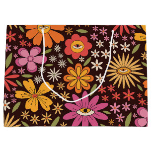 Hippie Psychedelic 70 s Groovy Flowers Öga Mönster
