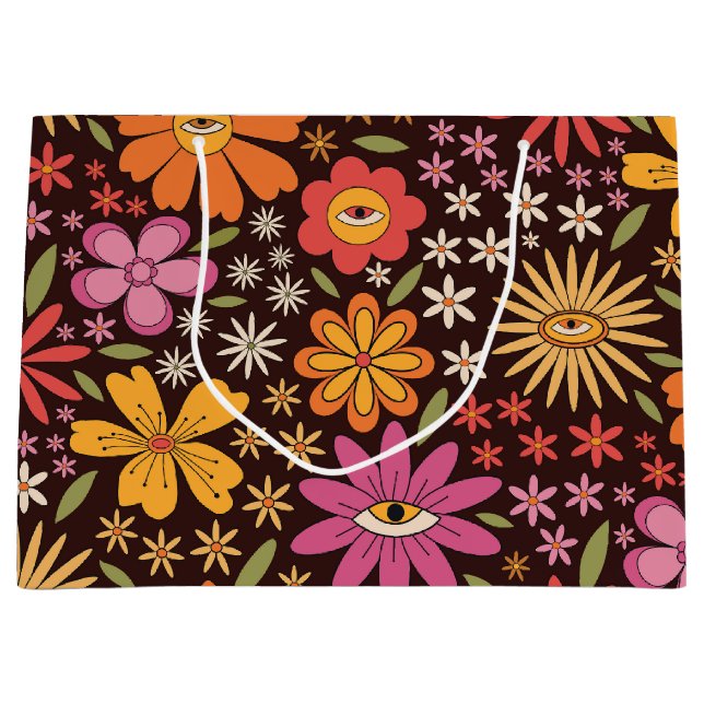 Hippie Psykedelisk 70-tals Groovy Blommönster  (Framsidan)