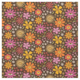 Hippie Psykedelisk 70-tals Groovy Blommönster Tyg