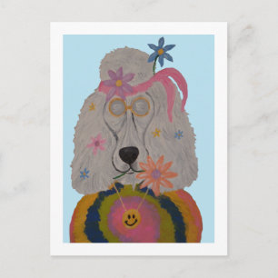 Hippie Pudel Flower Child Inbjudan Vykort