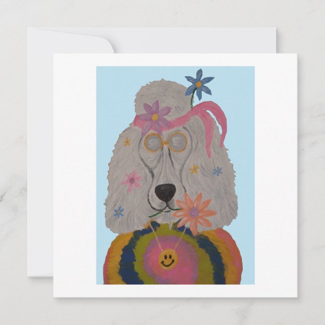 Hippie Pudel Flower Child  Inbjudningar (Framsida)