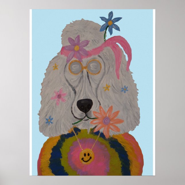Hippie Pudel Flower Child  Poster (Framsidan)