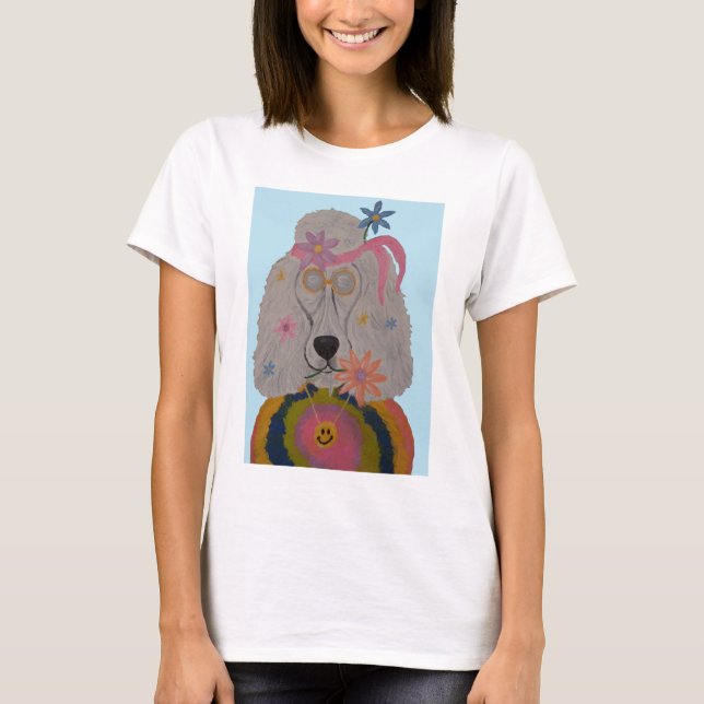 Hippie Pudel Flower Child  T Shirt (Framsida)