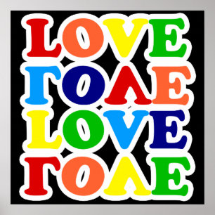 Hippie Rainbow Kärlek Valentines day Poster