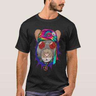 Hippie Råtta Mouse Tie Dye Fredstecken Psychedelic T Shirt