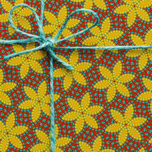 Hippie Red Blue Gult Grönt Ethnic Trippy Blommigt Presentpapper