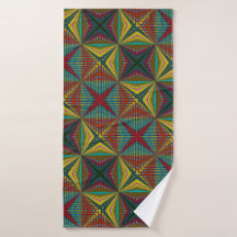 Hippie Red Blue Gult Grönt Ethnic Trippy Earthy