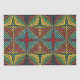 Hippie Red Blue Gult Grönt Ethnic Trippy Earthy