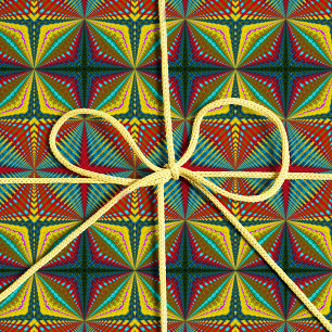 Hippie Red Blue Gult Grönt Ethnic Trippy Earthy Presentpapper