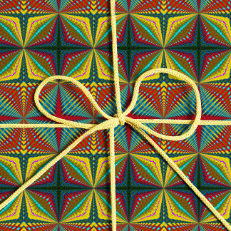 Hippie Red Blue Gult Grönt Ethnic Trippy Earthy Presentpapper