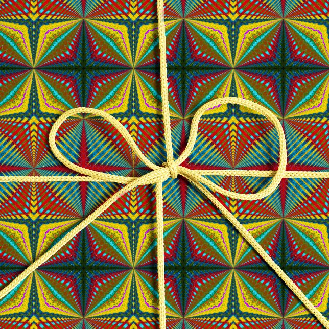 Hippie Red Blue Gult Grönt Ethnic Trippy Earthy Presentpapper (Skapare uppladdad)