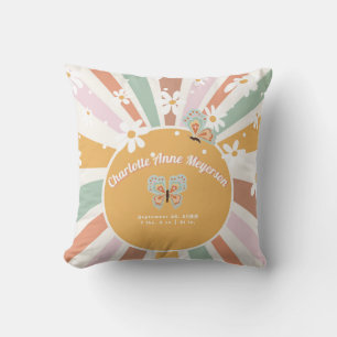 Hippie Retro 70-talet Sunshine Daisy Baby Birth St Kudde