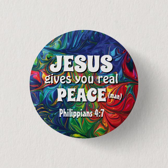 HIPPIE RETRO PSYCHEDELIC Scripture Personlig Knapp (Framsida)