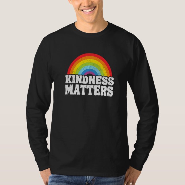 Hippie Retro Teacher Anti Bullying Rainbow Kindnes T Shirt (Framsida)