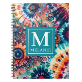 Hippie Retro Tie-Dye Monogrammed Anteckningsbok