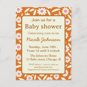 Hippie retro tusenskönor blommig baby shower inbjudan vykort