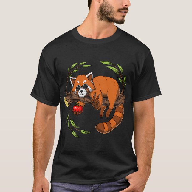 Hippie Röd Panda Björn T Shirt (Framsida)