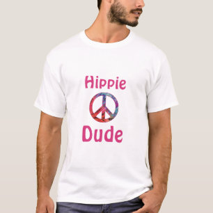 Hippie Rosa Blue Batik Tie Dye Fredstecken T Shirt
