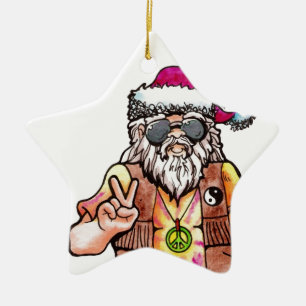 Hippie Santa Julgransprydnad Keramik