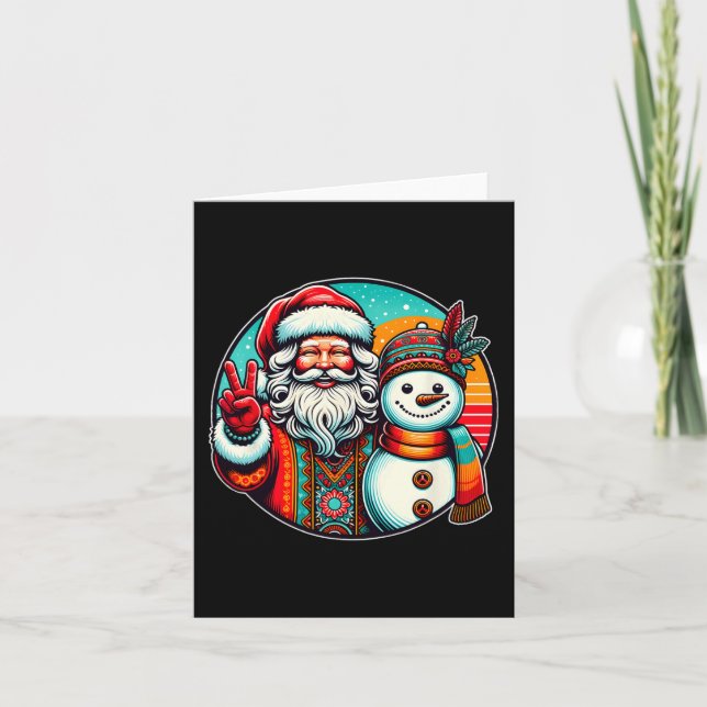 Hippie Santa Retro Snögubbe Bohemian-jul Kort (Framsida)