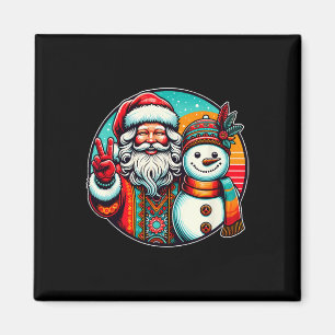Hippie Santa Retro Snögubbe Bohemian-jul Magnet