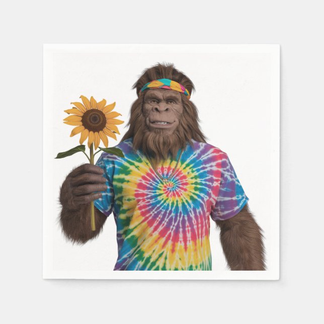 Hippie Sasquatch in Tiedye with Solros Pappersservett (Framsidan)