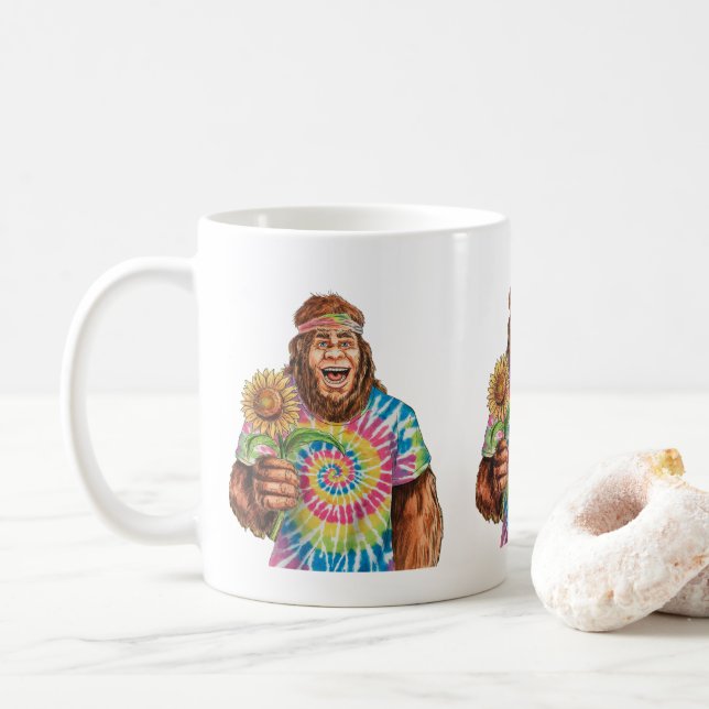 Hippie Sasquatch med solros Kaffemugg (Med munk)