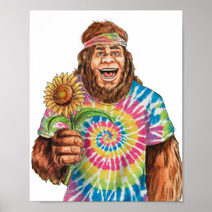 Hippie Sasquatch med solros Poster