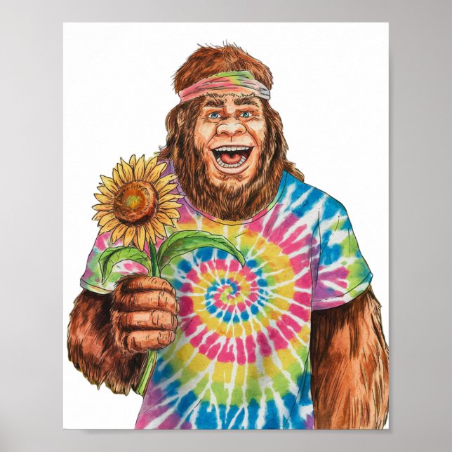 Hippie Sasquatch med solros Poster (Framsidan)