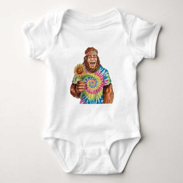 Hippie Sasquatch med solros T Shirt (Framsida)