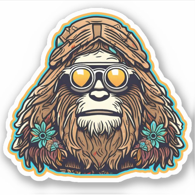 Hippie Sasquatch Vinyl Klistermärken (Framsida)