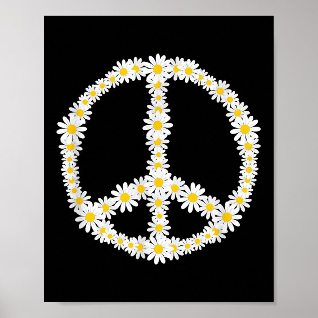 Hippie Sign Flowers Anti-krig Logotyp Daisys Peace Poster (Framsidan)
