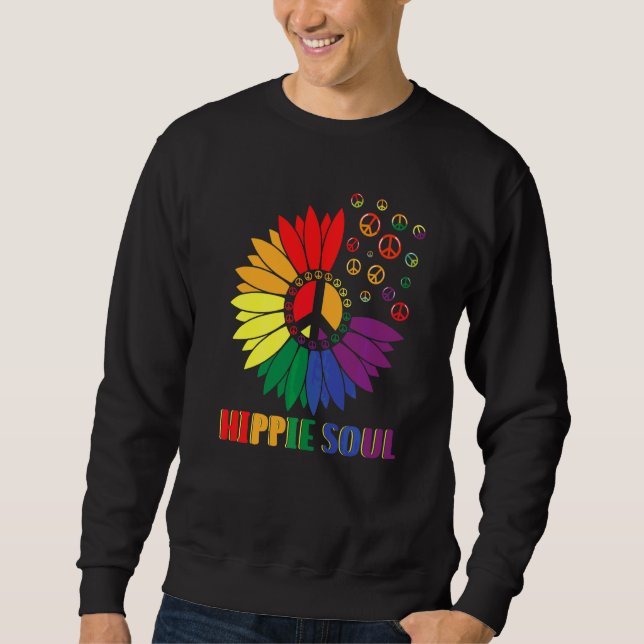 Hippie Själ Daisy Fredssymbol Blomma För Män Kvinn Lång Ärmad Tröja (Framsida)