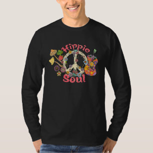 Hippie Själ Gitar Fredstecken Blommig Rolig Hippie T Shirt