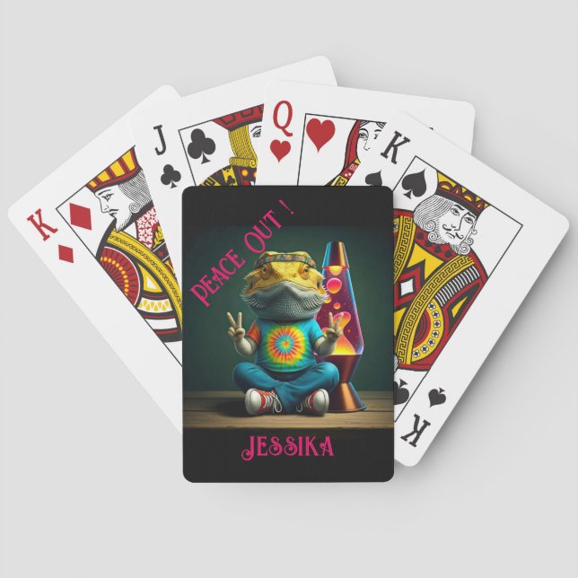 Hippie Skäggig Drak Fred Retro Anpassad  Casinokort (Baksidan)