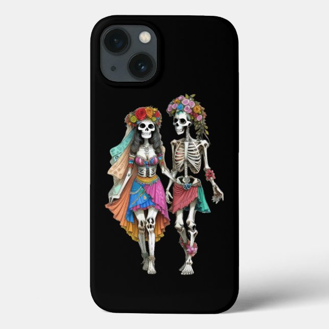 Hippie Skeleton Couple Phone Case (Baksida)