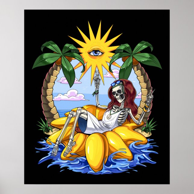 Hippie Skeleton Summer Poster (Framsidan)